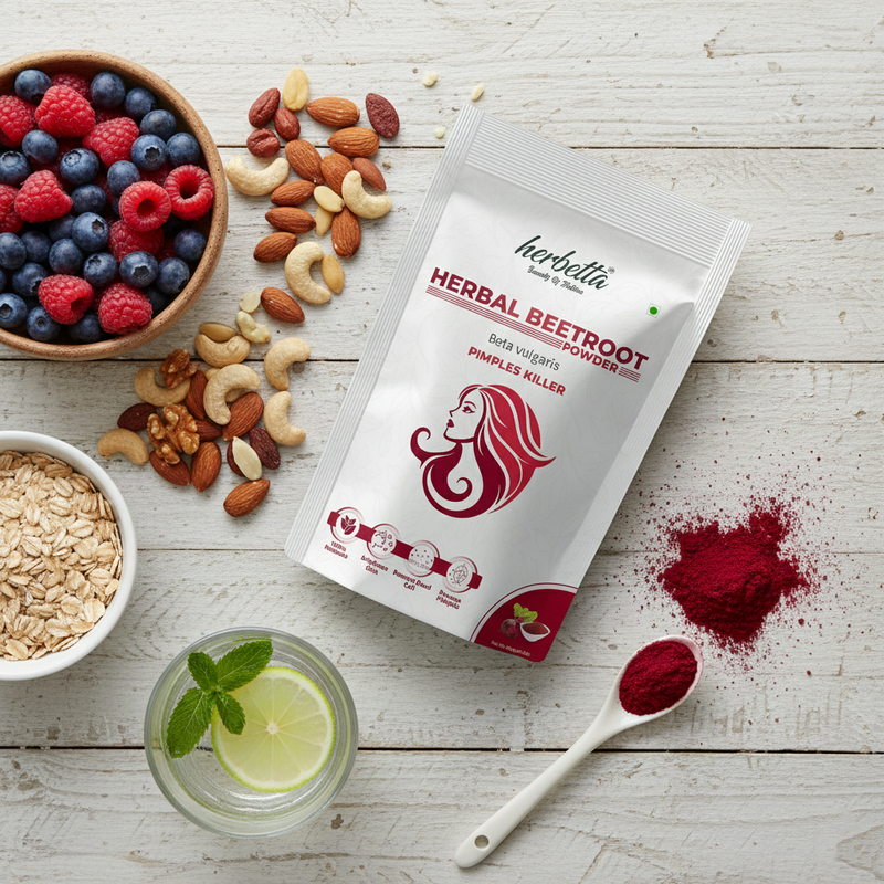 Herbetta Beetroot Powder for Face & Skin - Organic Brightening Face Mask - Herbetta