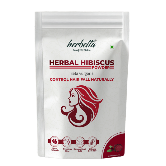 Herbetta Hibiscus Flower Powder - Natural Hair Fall Control & Growth Booster - Herbetta
