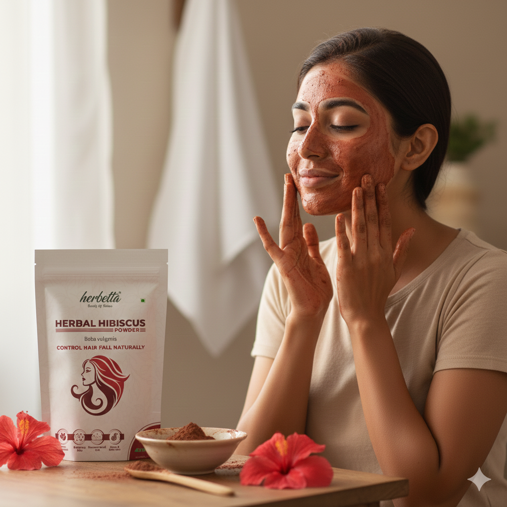Herbetta Hibiscus Flower Powder - Natural Hair Fall Control & Growth Booster - Herbetta