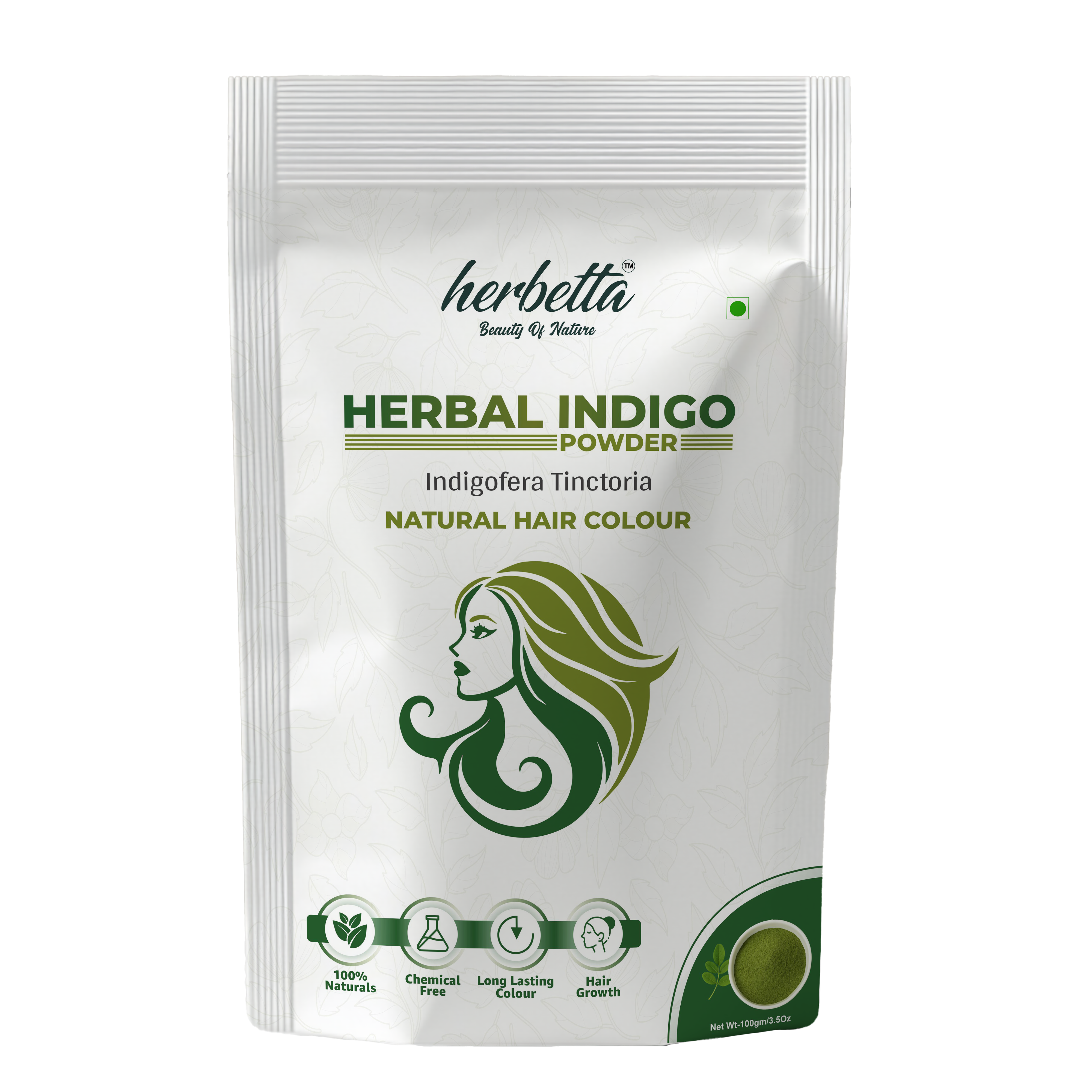 Herbetta Indigo Powder for Hair – Natural Black Dye (Post Henna) - Herbetta