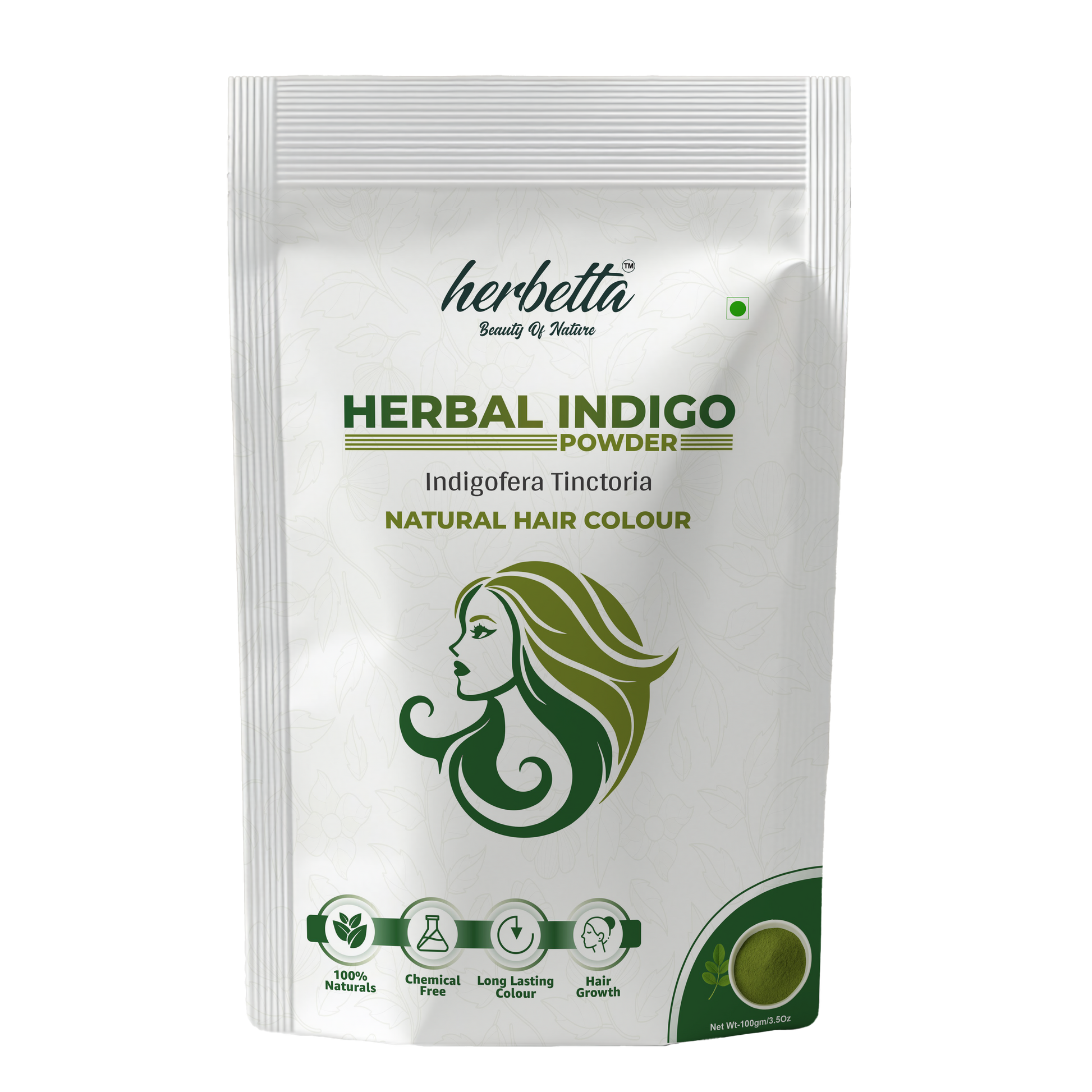 Herbetta Indigo Powder for Hair – Natural Black Dye (Post Henna) - Herbetta