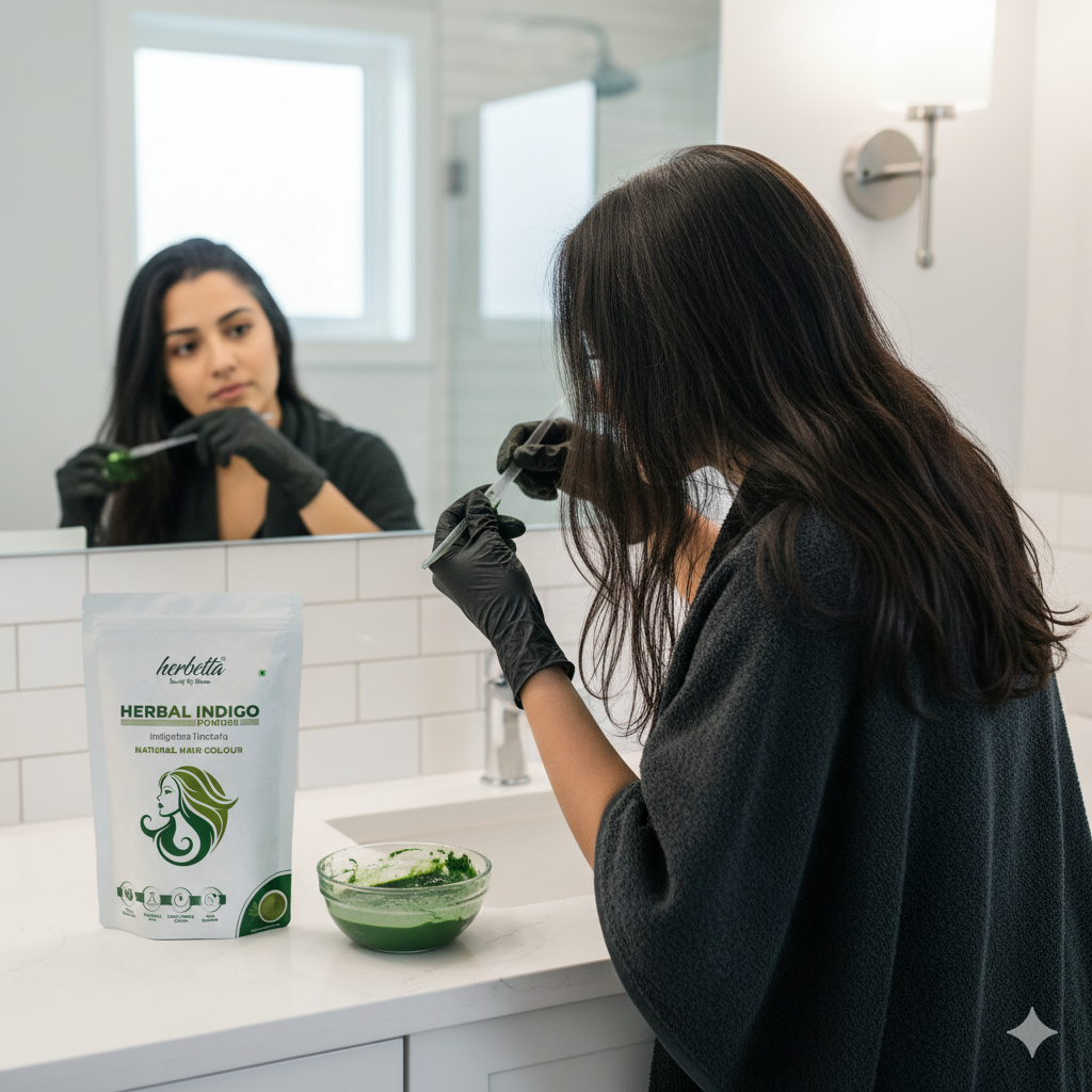 Herbetta Indigo Powder for Hair – Natural Black Dye (Post Henna) - Herbetta