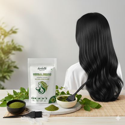 Herbetta Indigo Powder for Hair – Natural Black Dye (Post Henna) - Herbetta