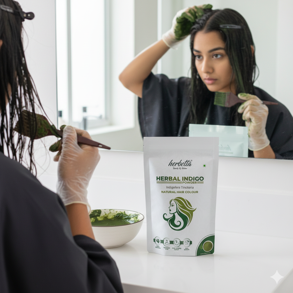 Herbetta Indigo Powder for Hair – Natural Black Dye (Post Henna) - Herbetta