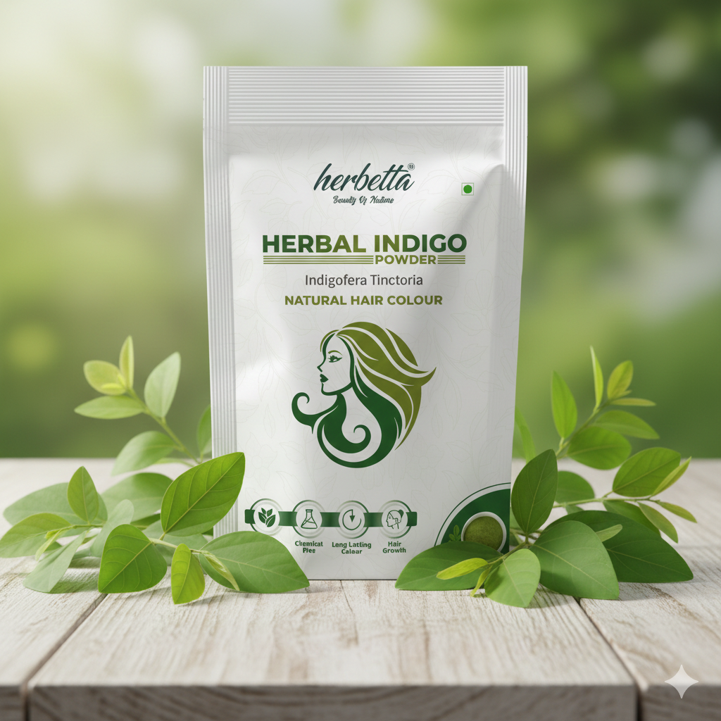 Herbetta Indigo Powder for Hair – Natural Black Dye (Post Henna) - Herbetta