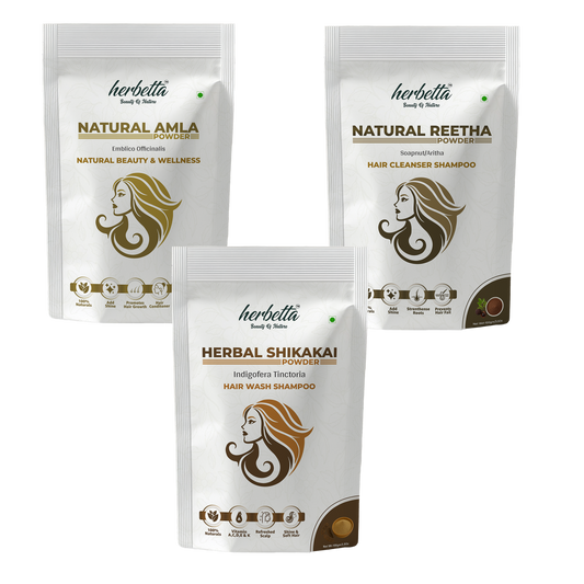 Herbetta Amla Reetha Shikakai Combo – Natural Hair Cleanser & Conditioner 300g - Herbetta
