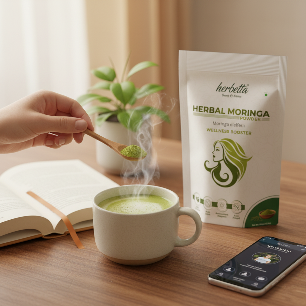 Herbetta Organic Moringa Powder - Premium Herbal Hair & Skin Care - Herbetta