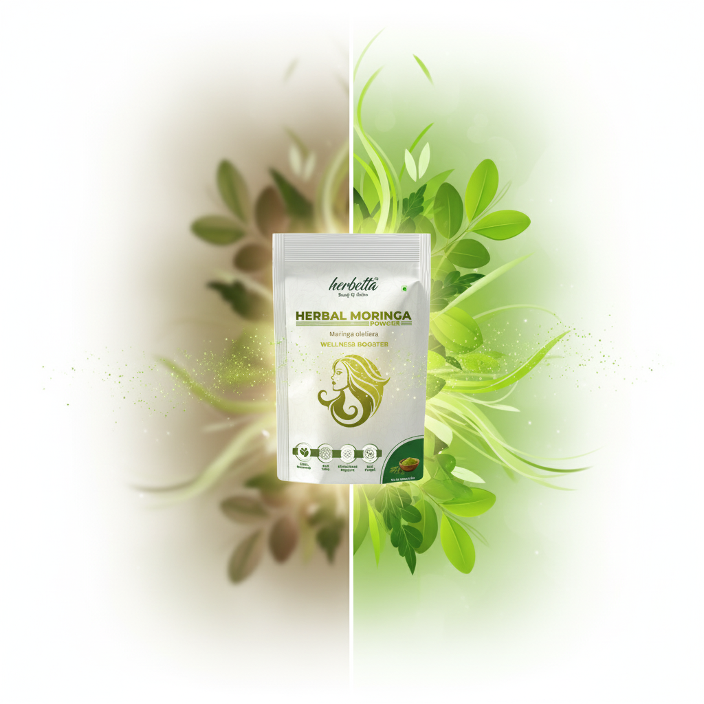 Herbetta Organic Moringa Powder - Premium Herbal Hair & Skin Care - Herbetta