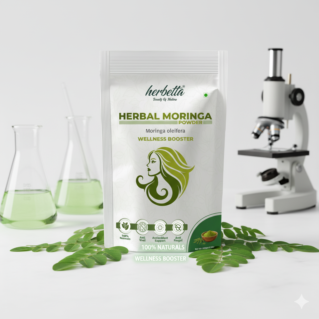 Herbetta Organic Moringa Powder - Premium Herbal Hair & Skin Care - Herbetta