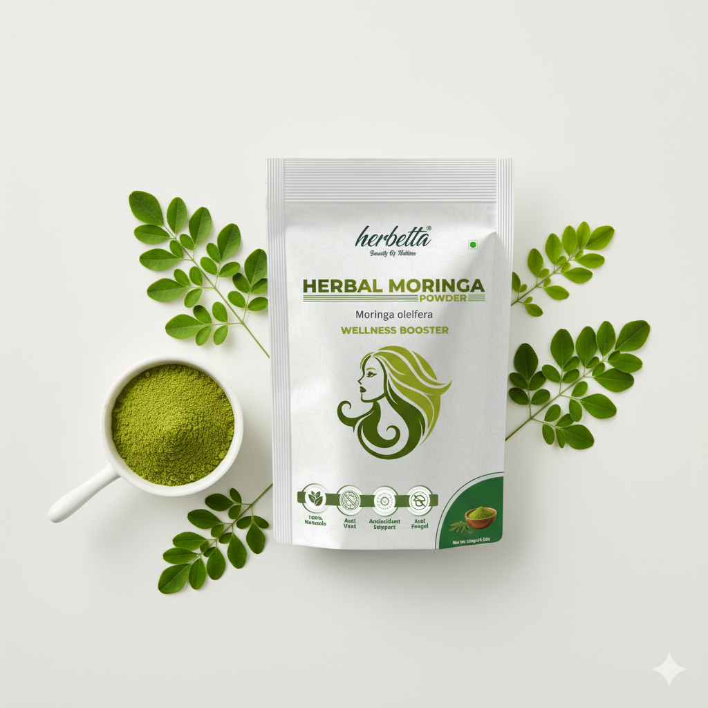 Herbetta Organic Moringa Powder - Premium Herbal Hair & Skin Care - Herbetta