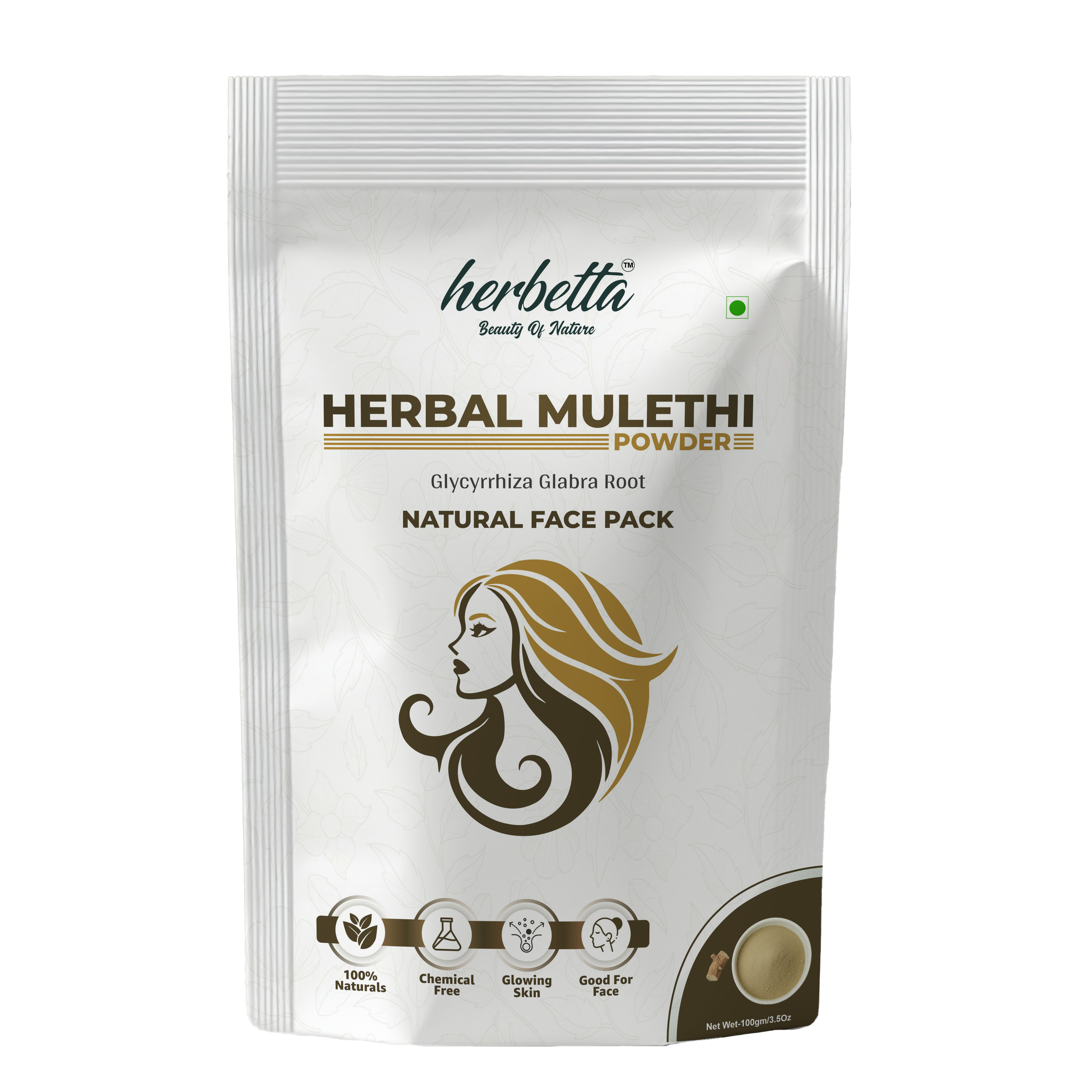Herbetta Mulethi Powder - Natural Licorice Root for Skin Brightening - Herbetta