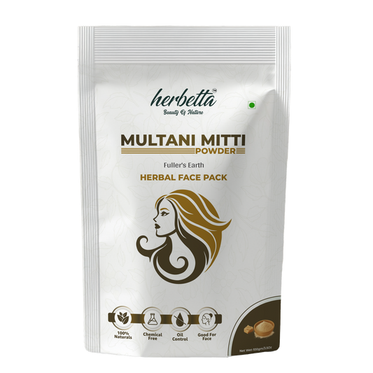 Herbetta Multani Mitti Powder - Natural Fuller’s Earth Clay for Deep Pore Cleansing - Herbetta