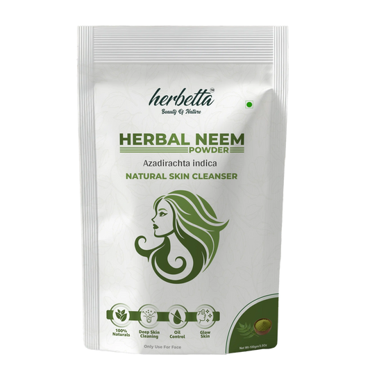 Herbetta Neem Leaf Powder - Natural Antibacterial Face & Hair Mask - Herbetta