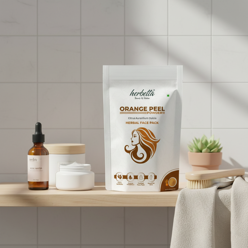 Herbetta Natural Orange Peel Powder - Vitamin C Skin Brightening Face Pack - Herbetta