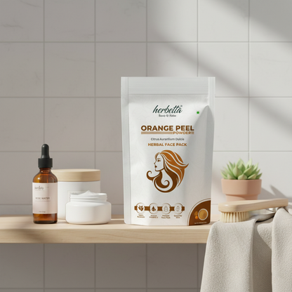 Herbetta Natural Orange Peel Powder - Vitamin C Skin Brightening Face Pack - Herbetta