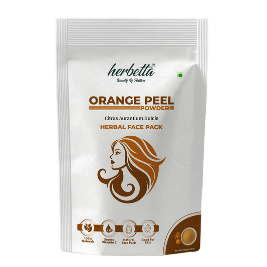 Herbetta Natural Orange Peel Powder - Vitamin C Skin Brightening Face Pack - Herbetta