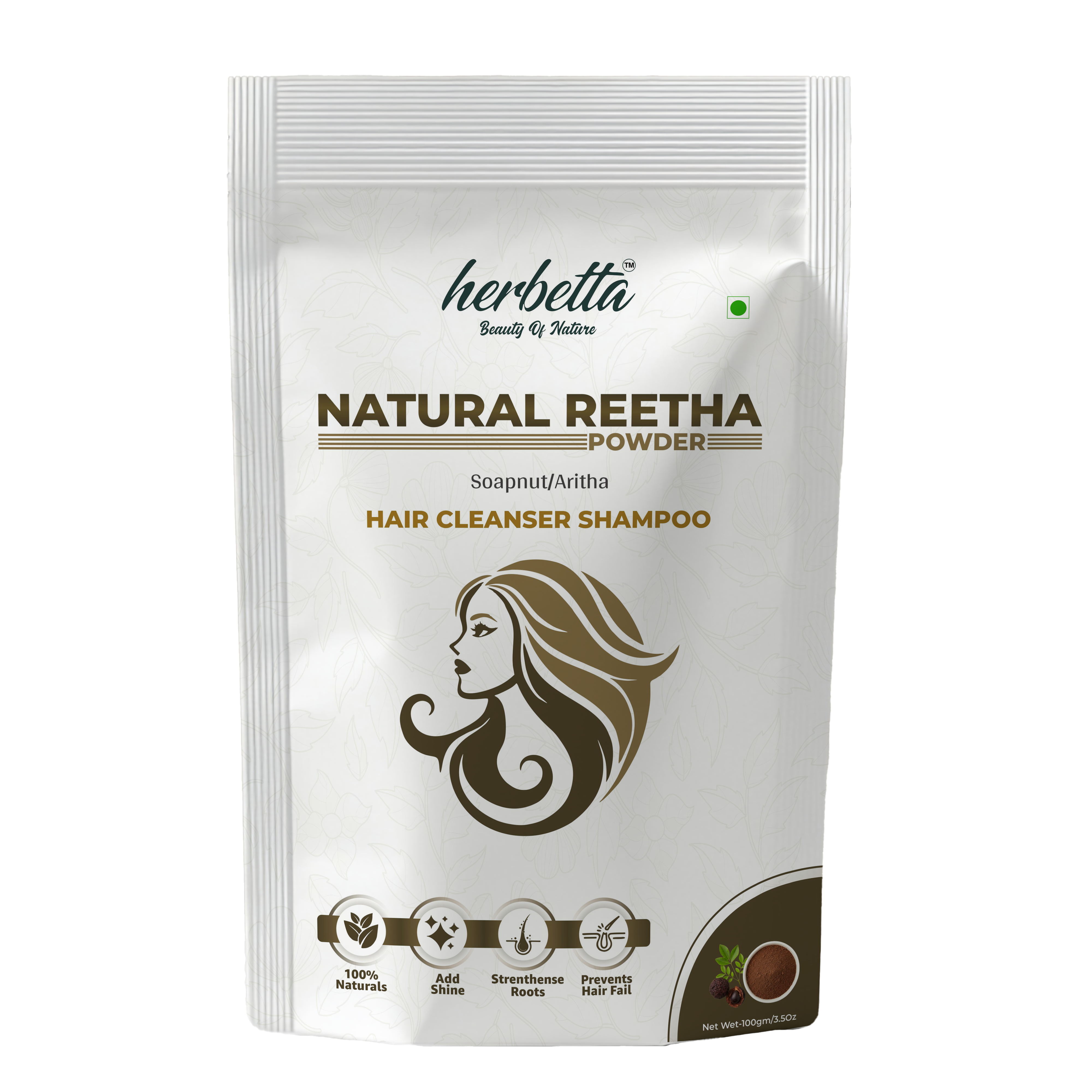 Herbetta Natural Reetha Powder - Hair Cleanser - Herbetta