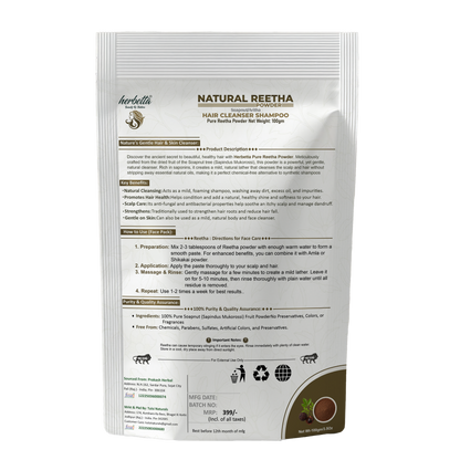 Herbetta Natural Reetha Powder - Hair Cleanser - Herbetta
