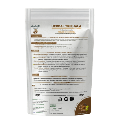 Herbetta Triphala Powder/Churna for Digestion & Gut Health - Herbetta