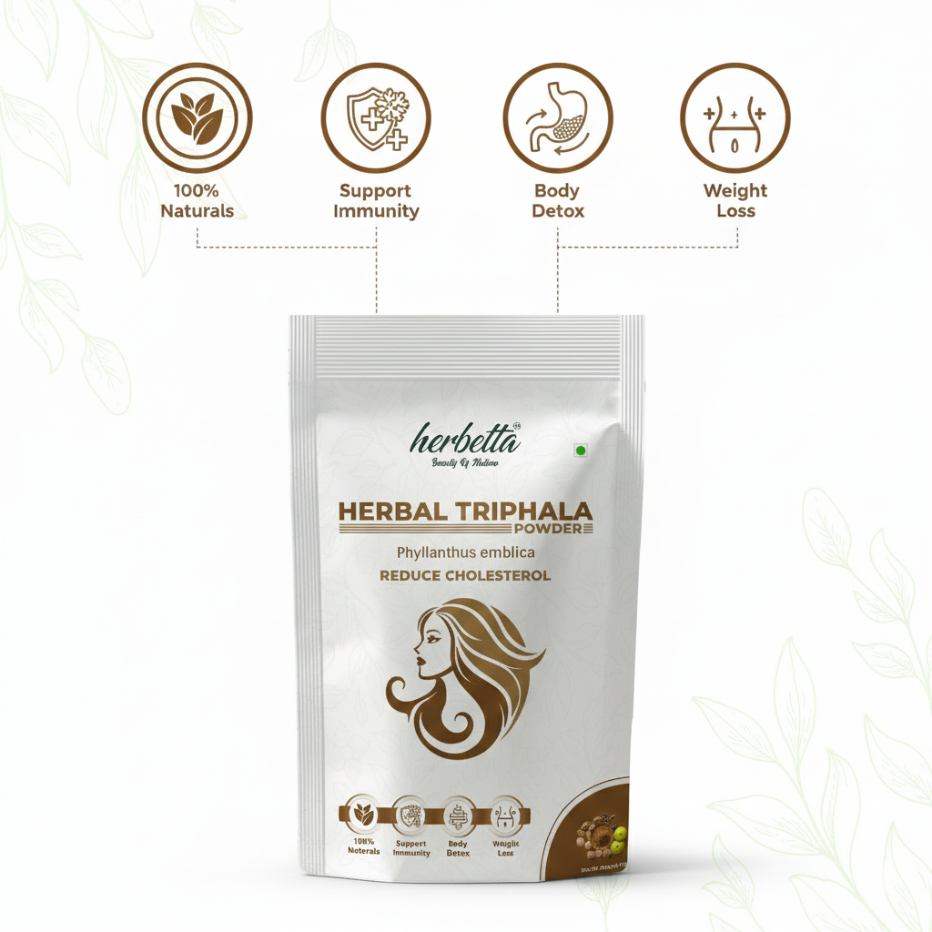 Herbetta Triphala Powder/Churna for Digestion & Gut Health - Herbetta