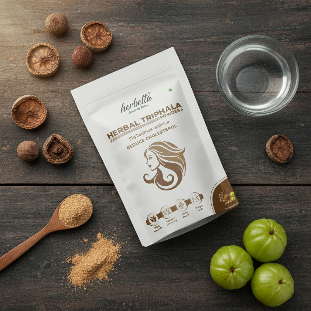 Herbetta Triphala Powder/Churna for Digestion & Gut Health - Herbetta